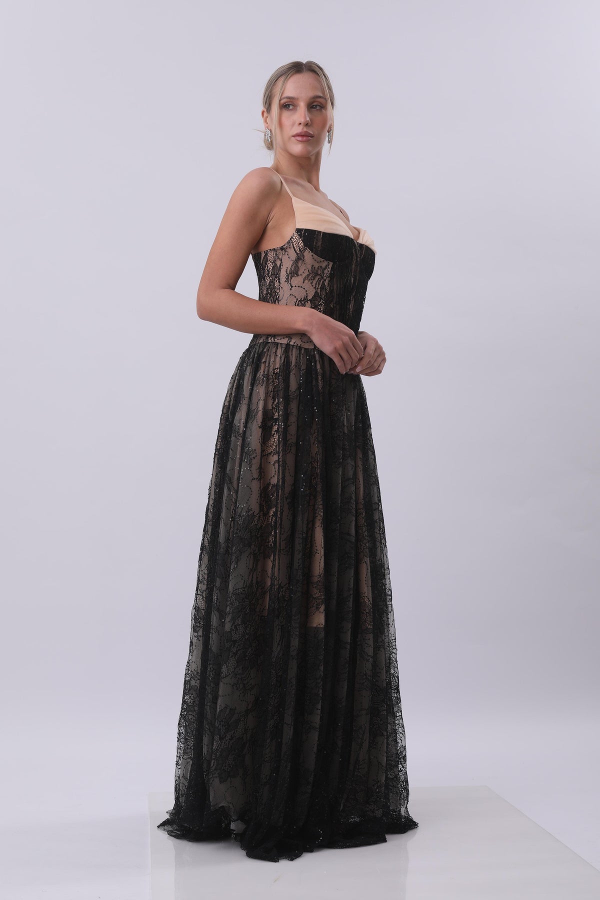 Noir Lace Illusion Gown