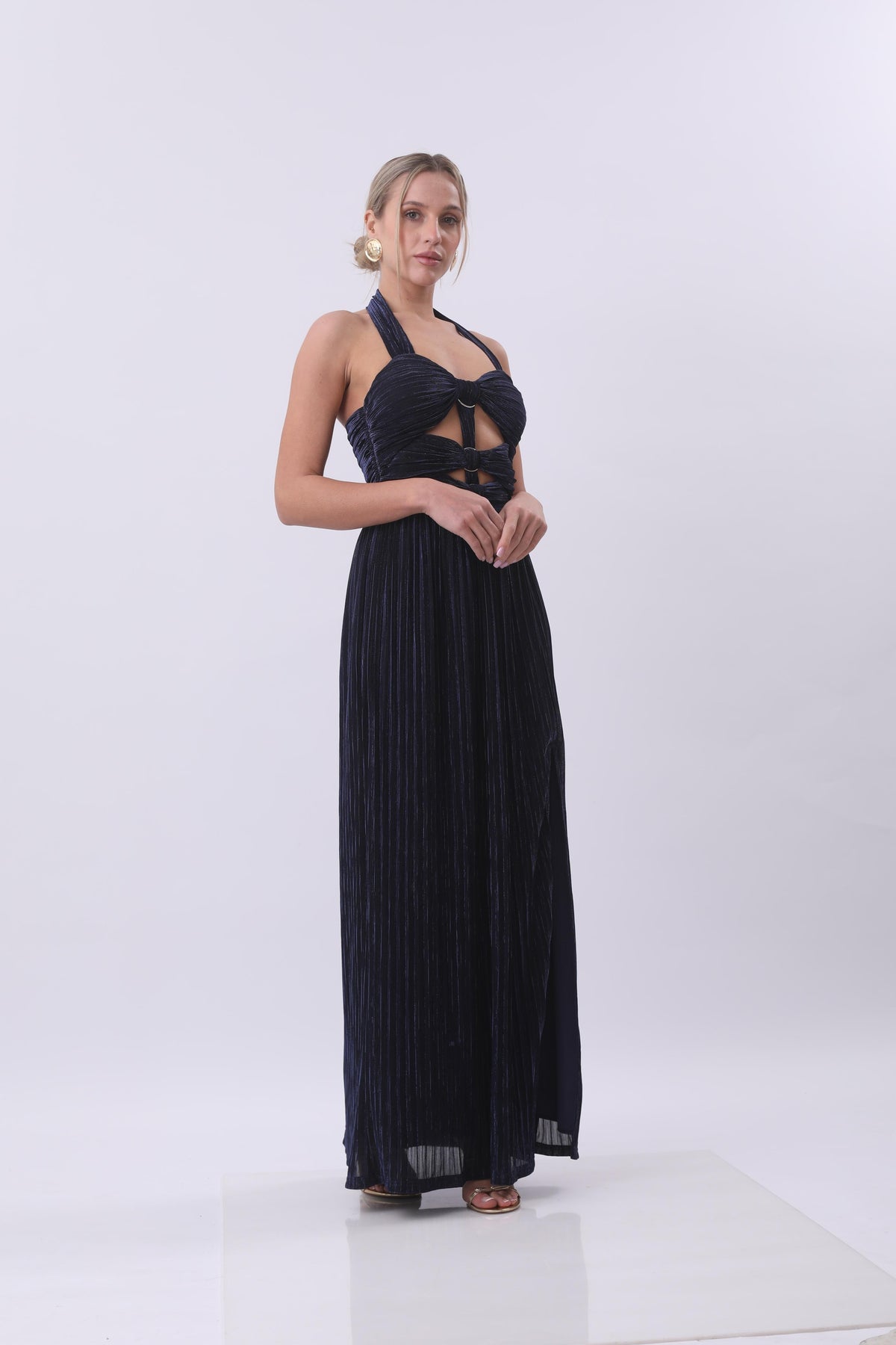 Midnight Shimmer Cut-Out Gown