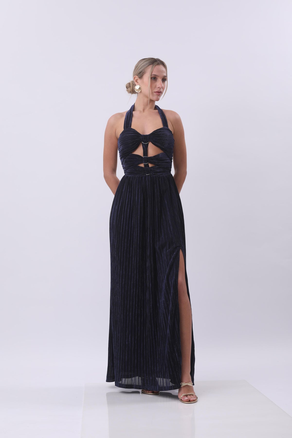 Midnight Shimmer Cut-Out Gown