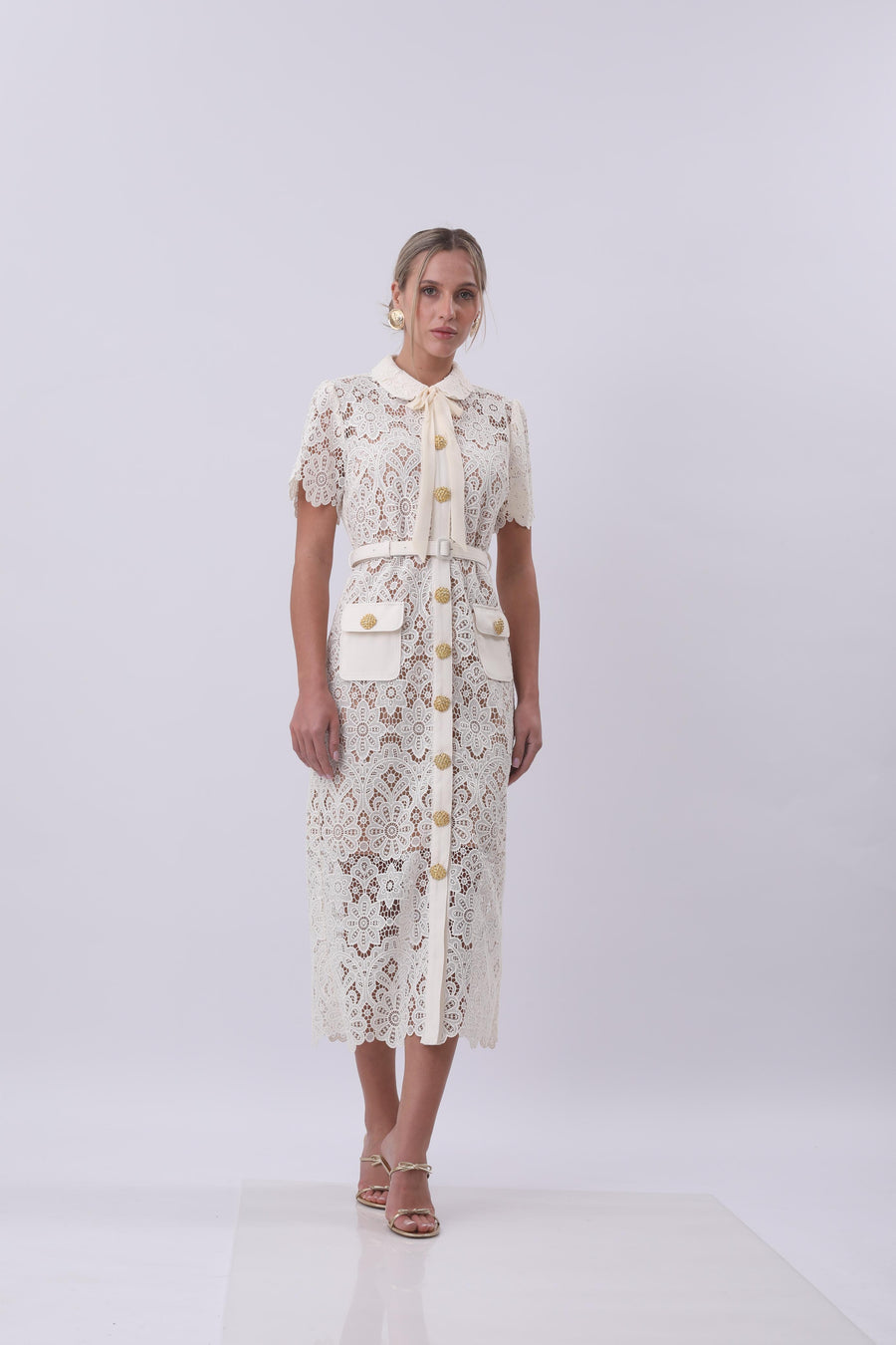 Vintage Lace Elegance Midi Dress