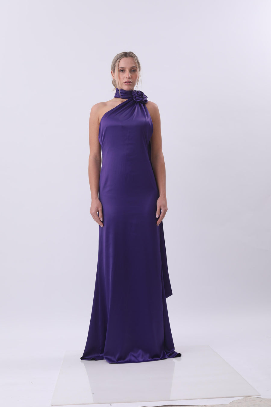 Royal Orchid Satin Gown