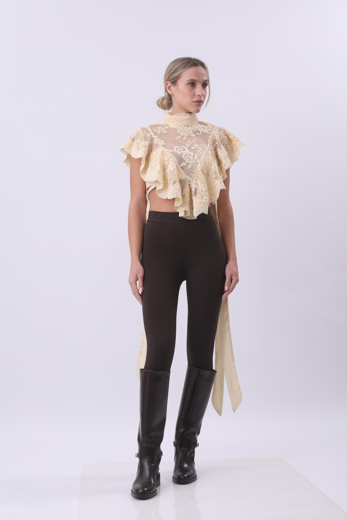 Romantic Ruffle Lace Statement Top
