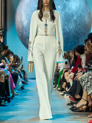 Embellished Ivory Cape Jumpsuit