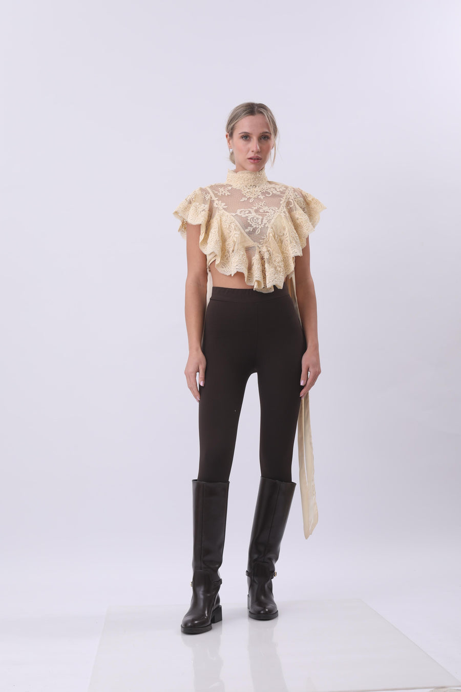 Romantic Ruffle Lace Statement Top