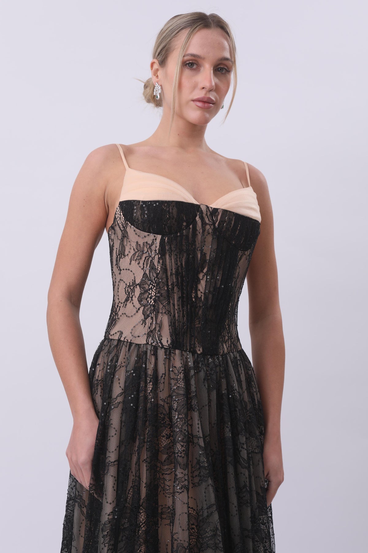 Noir Lace Illusion Gown