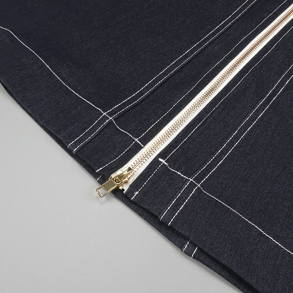 Dark Denim Halter Maxi Dress