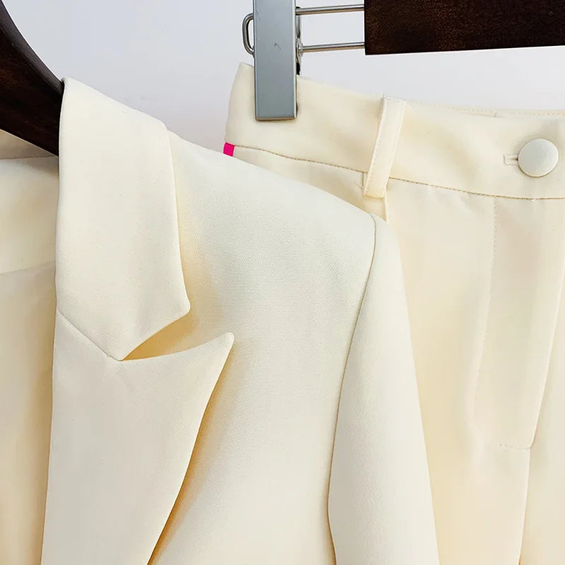 Color Block Blazer Suit Set
