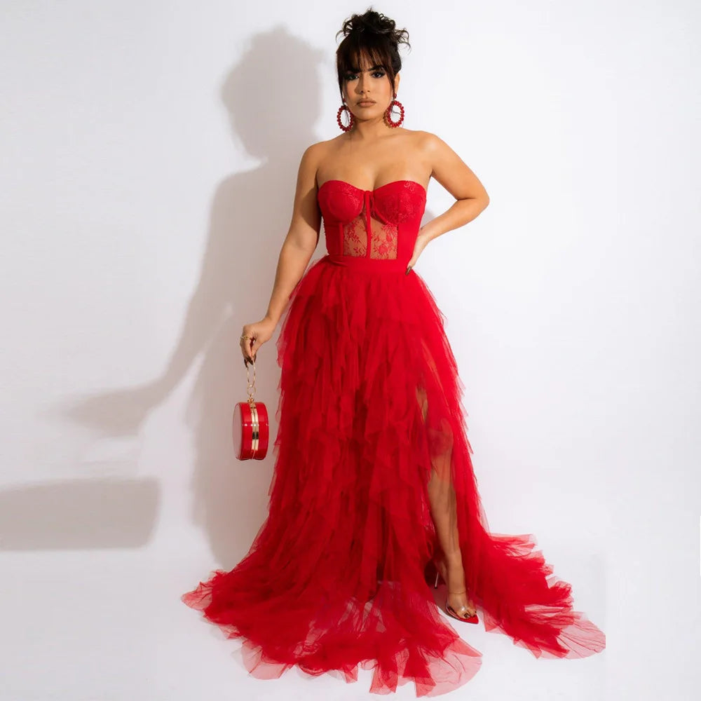 Strapless Lace Corset Tulle Gow