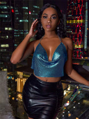 Midnight Glow Chain Halter Top