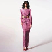 Sequin Cut-Out Evening Gown