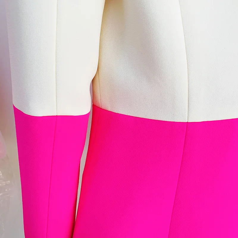Color Block Blazer Suit Set