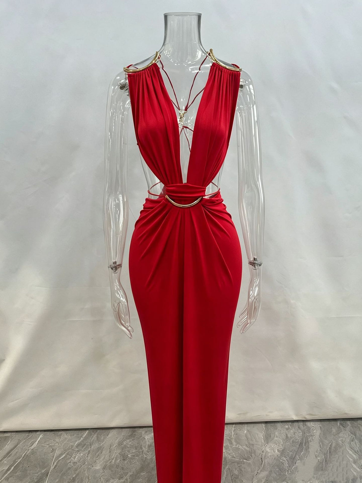 Olive Muse Backless Maxi Dress