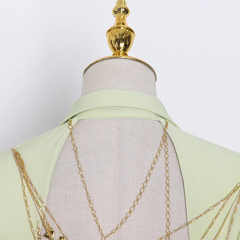Backless Chain Detail Suit Blazer