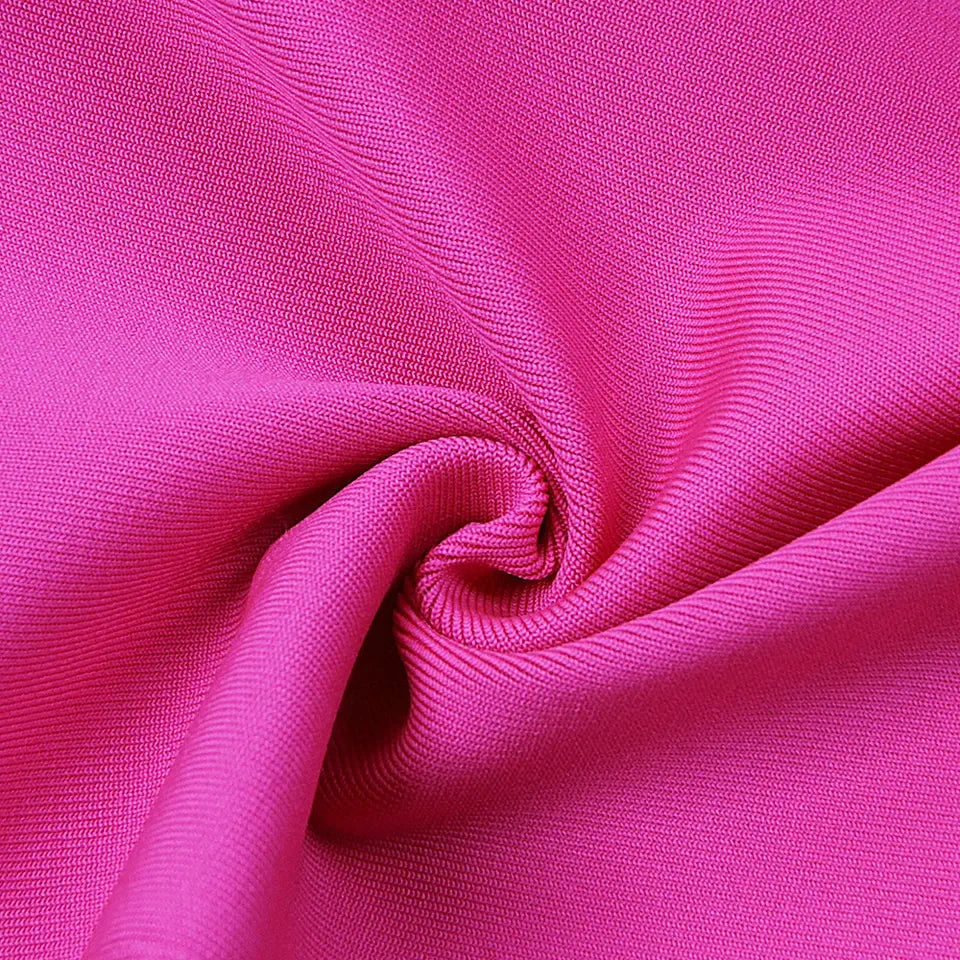Pink Deep V Long Sleeve Bodycon Dress