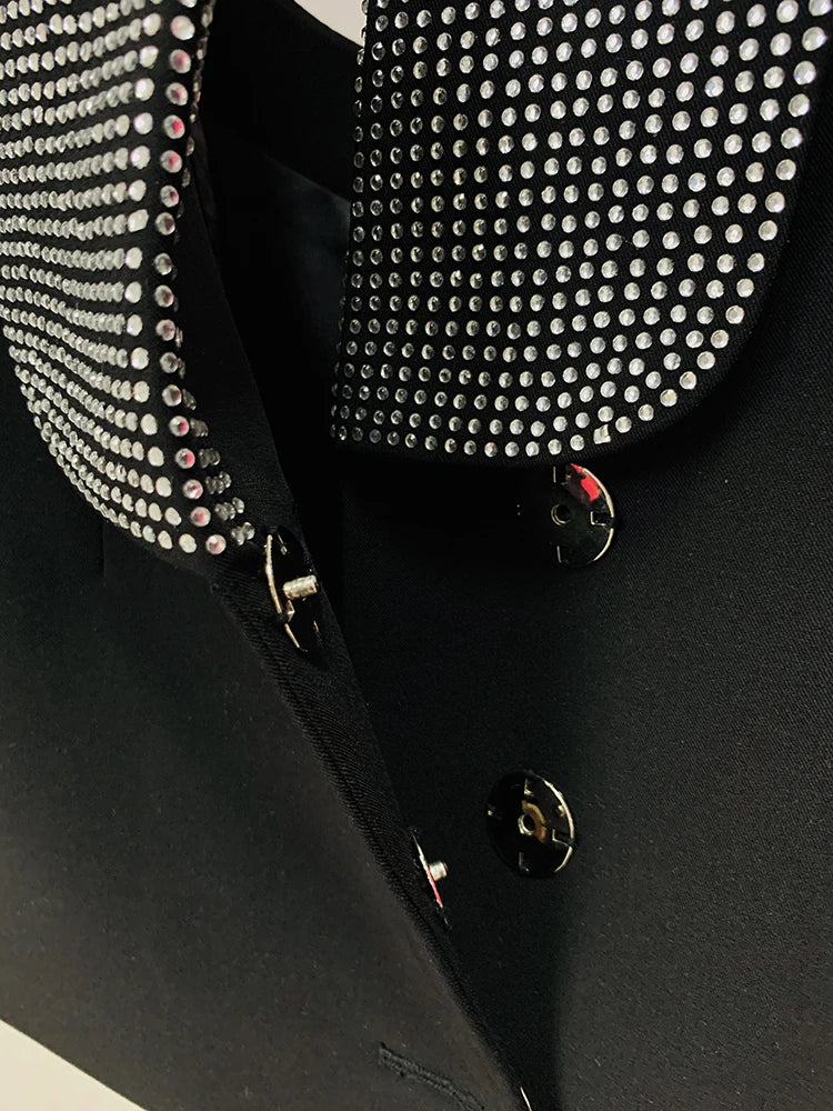 Rhinestone Backless Blazer Dress
