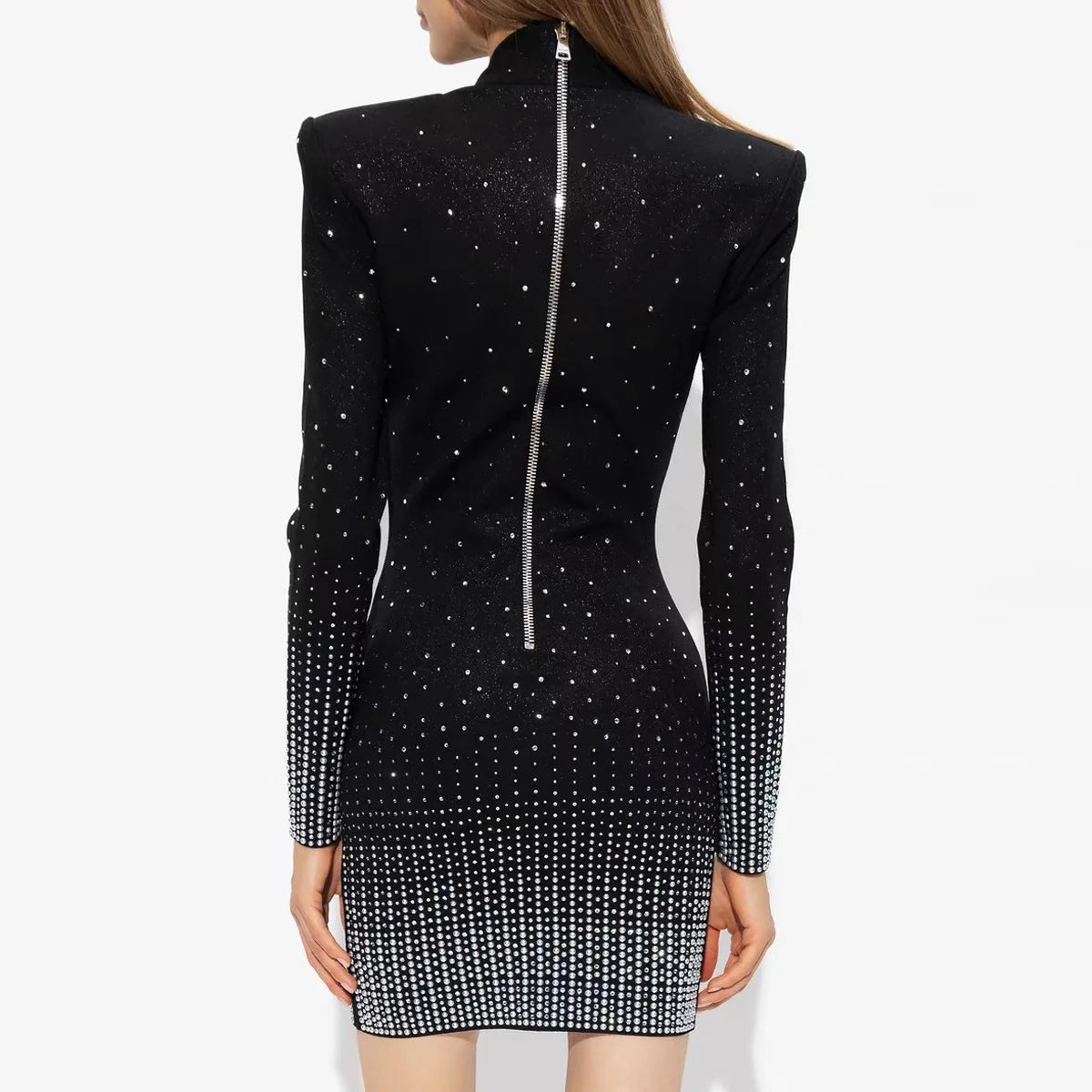 Black Rhinestone Mini Dress
