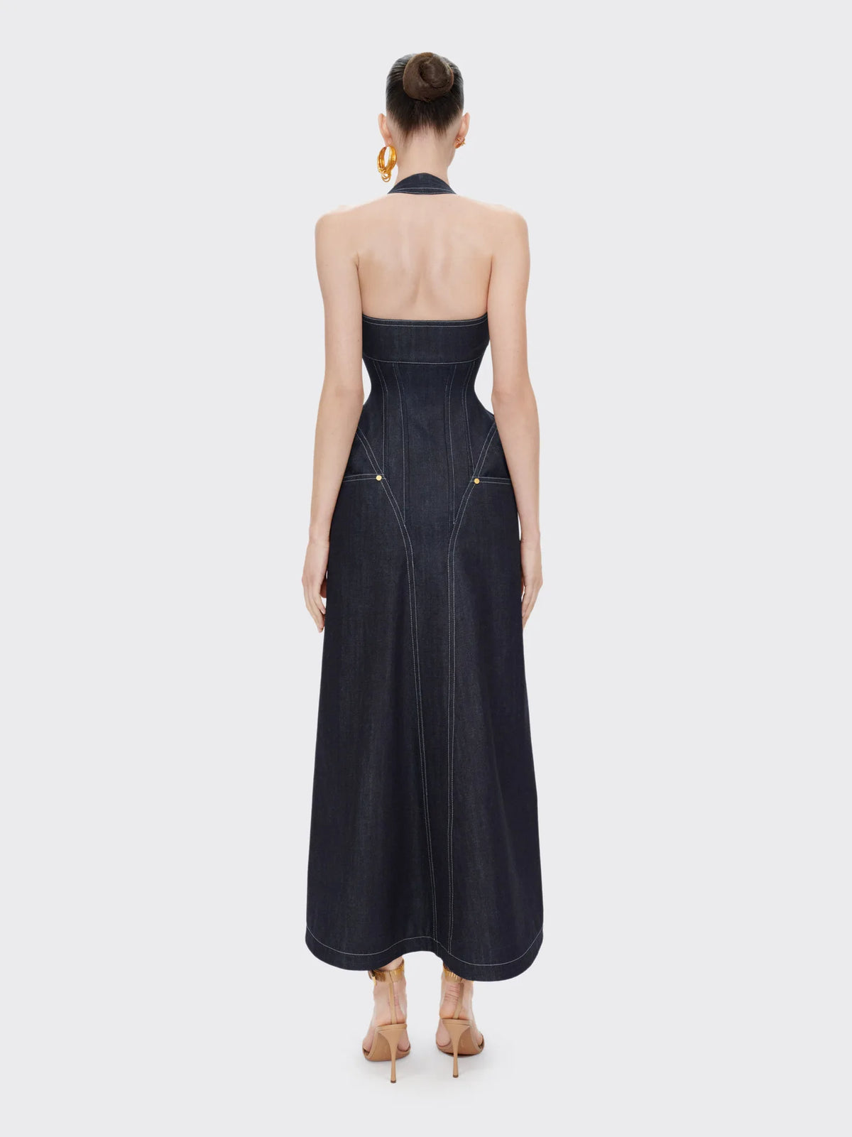 Dark Denim Halter Maxi Dress