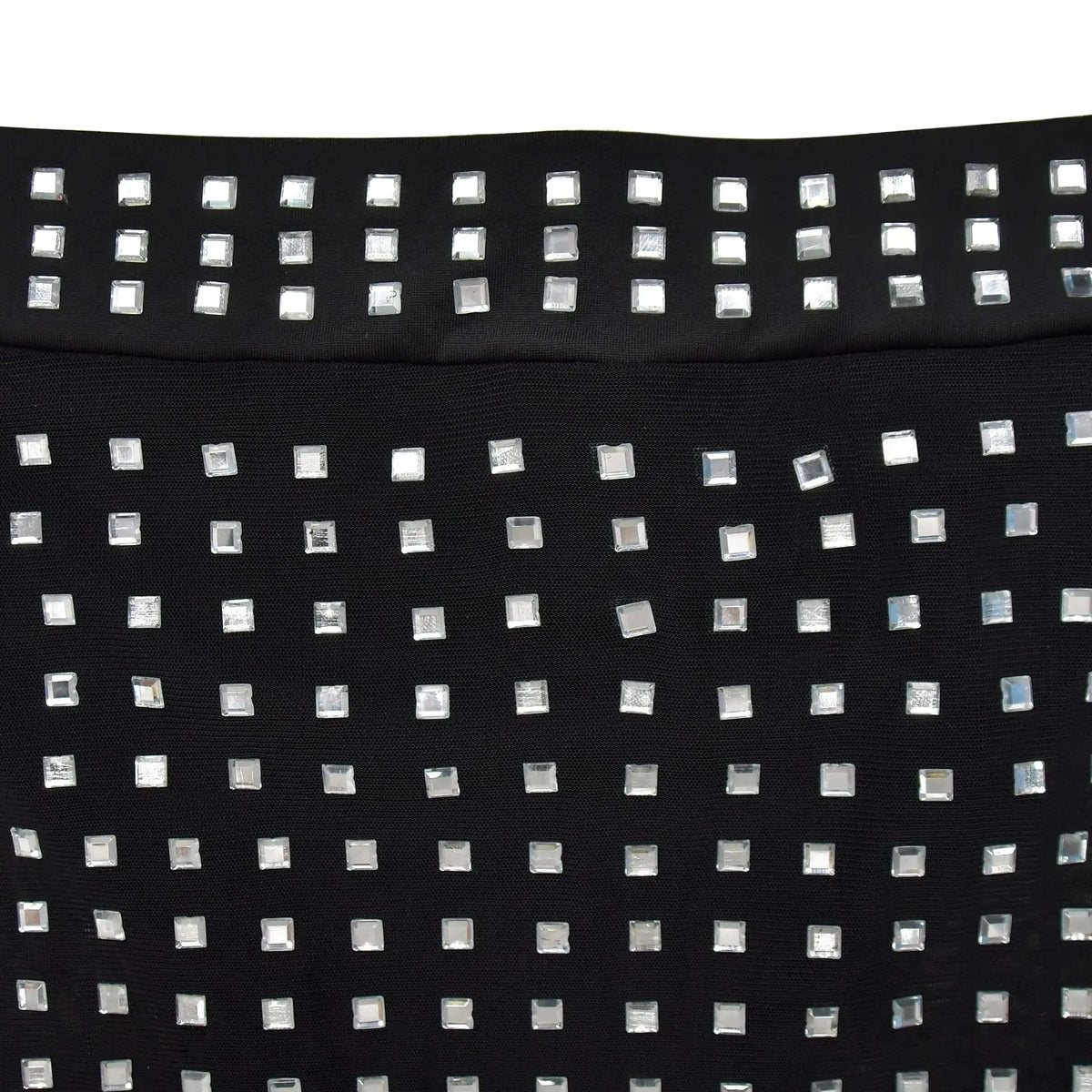 Black Rhinestone Mesh Two-Piece Set