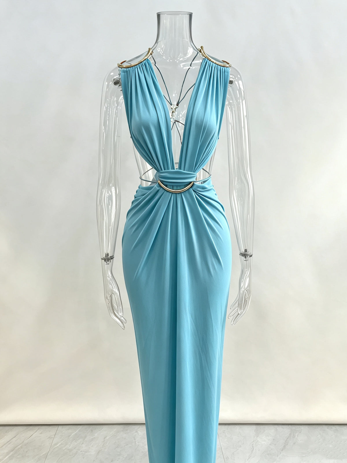 Olive Muse Backless Maxi Dress
