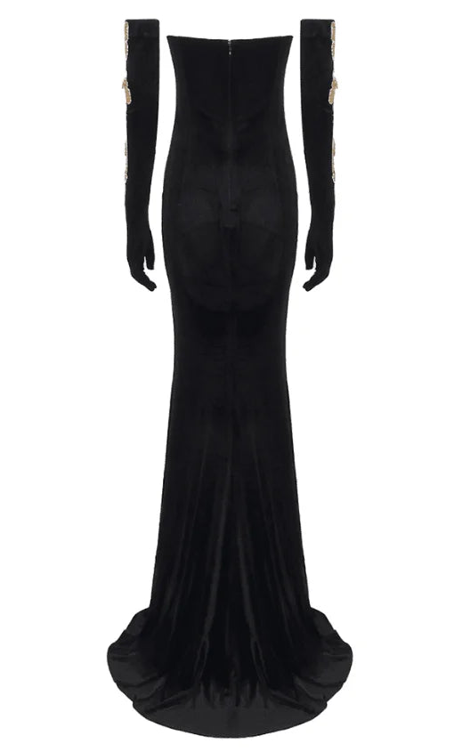 Golden Butterfly Velvet Gown