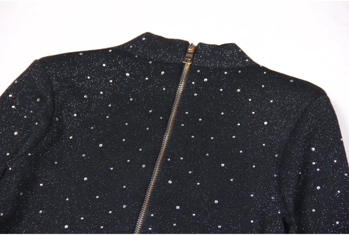 Black Rhinestone Mini Dress