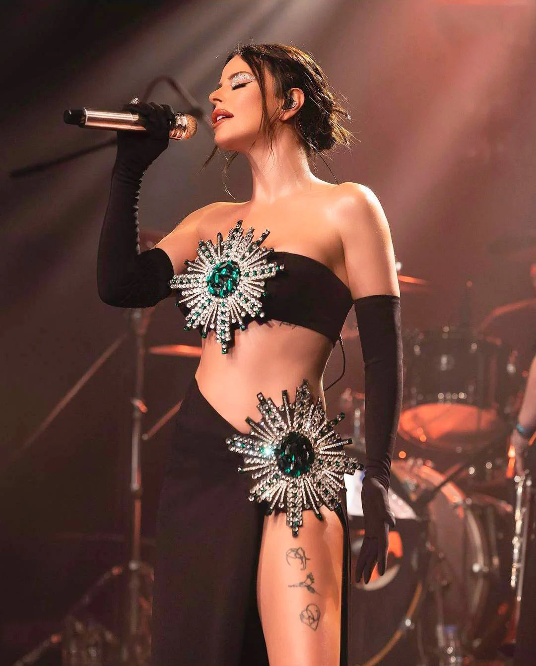 Black Crystal Embellished Two-Piece Set