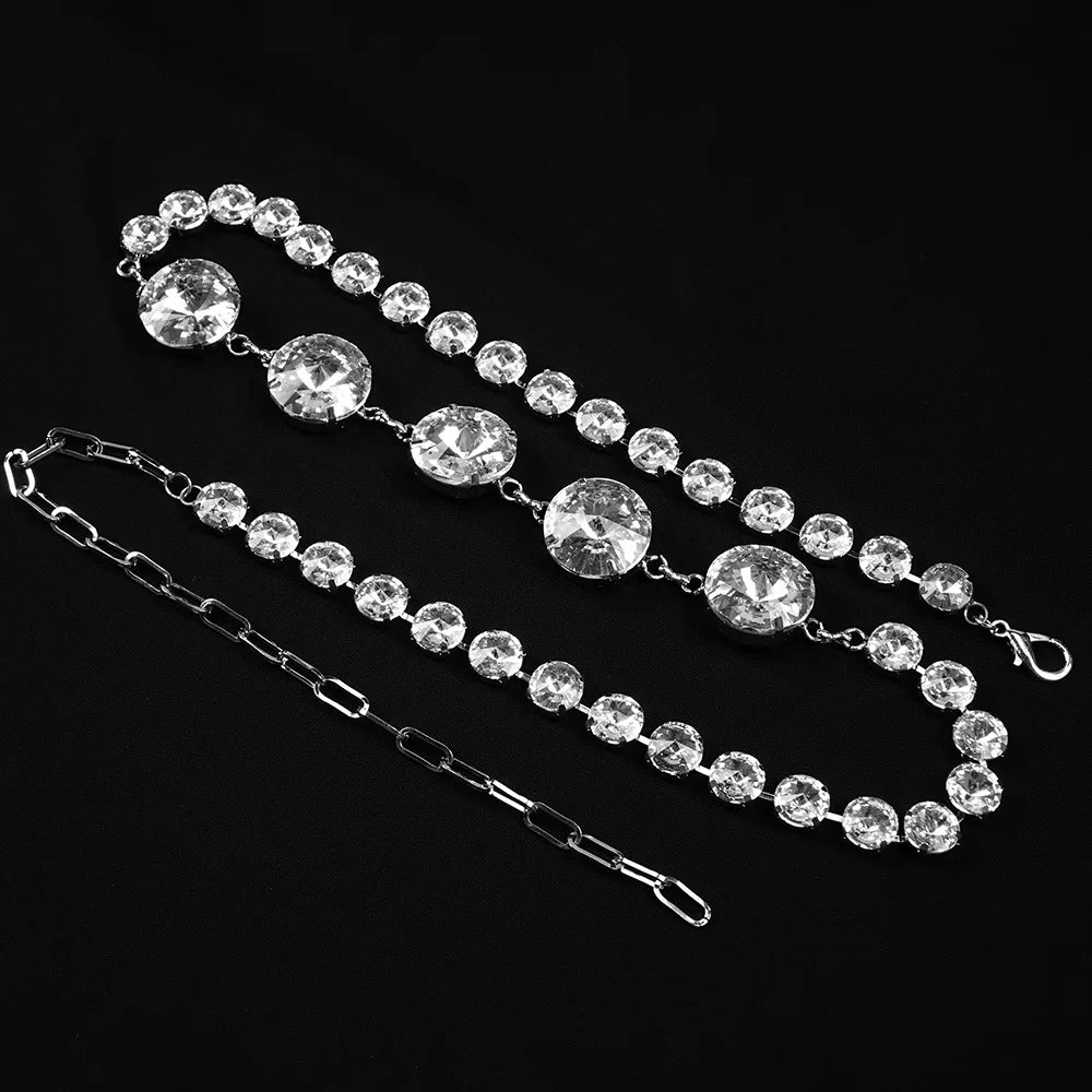 Elegant Long Dress with Diamond Chain Waist MYLINE