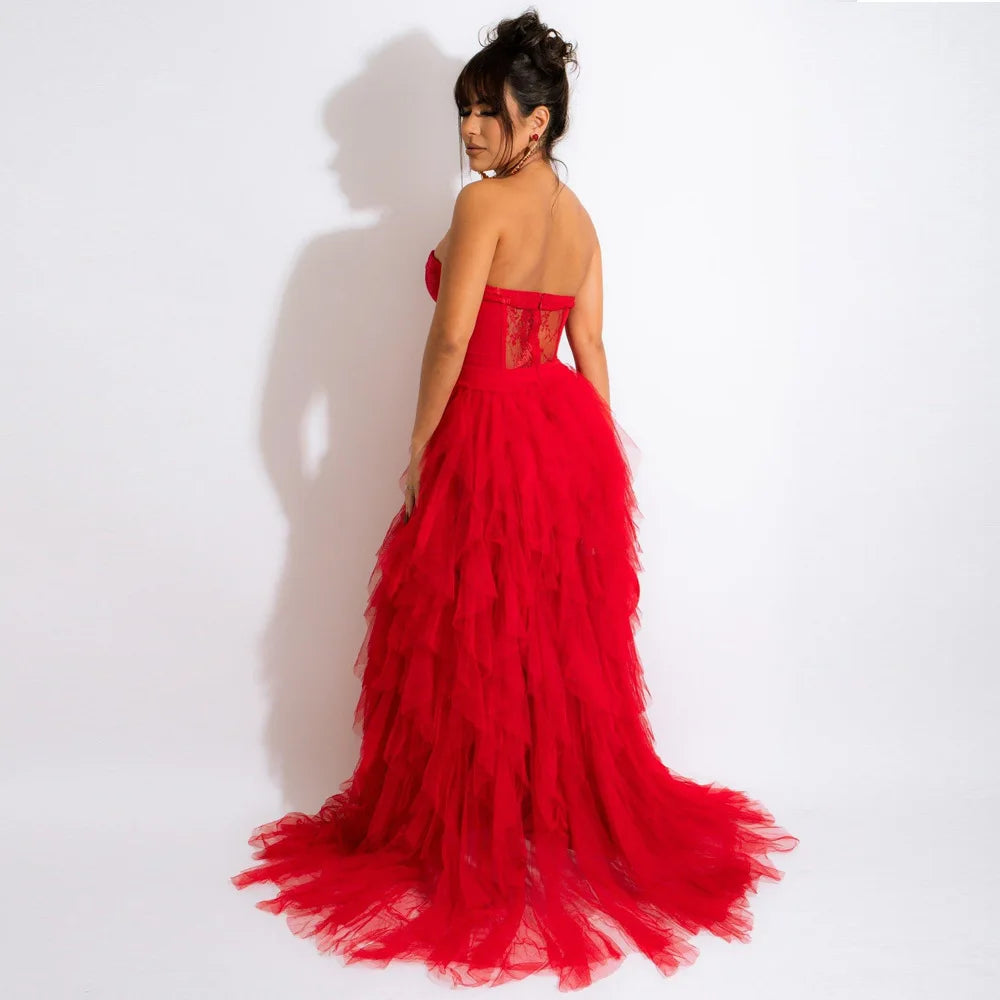 Strapless Lace Corset Tulle Gow
