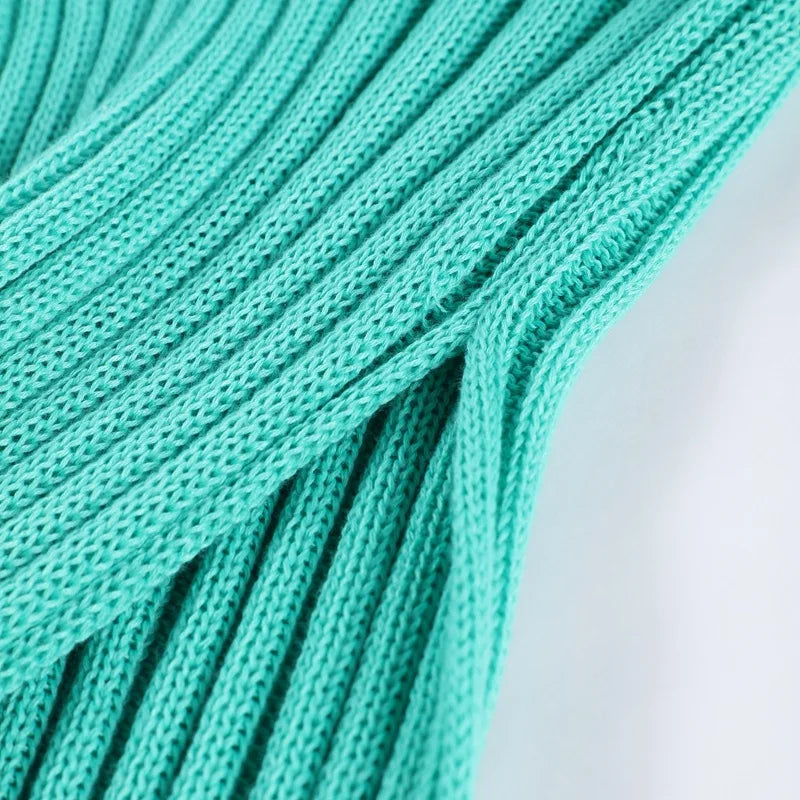 Emerald Knit Backless Halter Maxi Dress