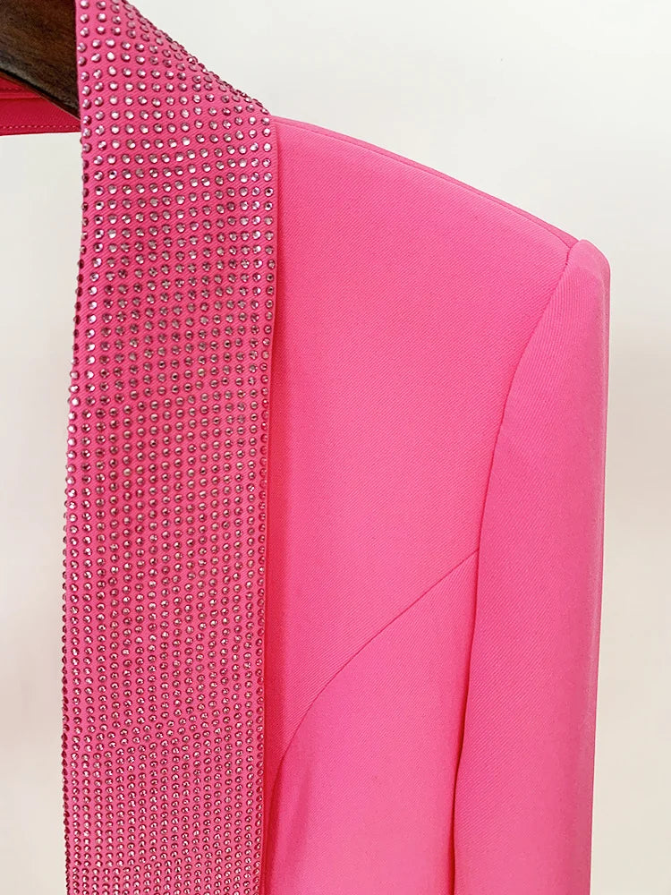 Rhinestone Backless Blazer Dress