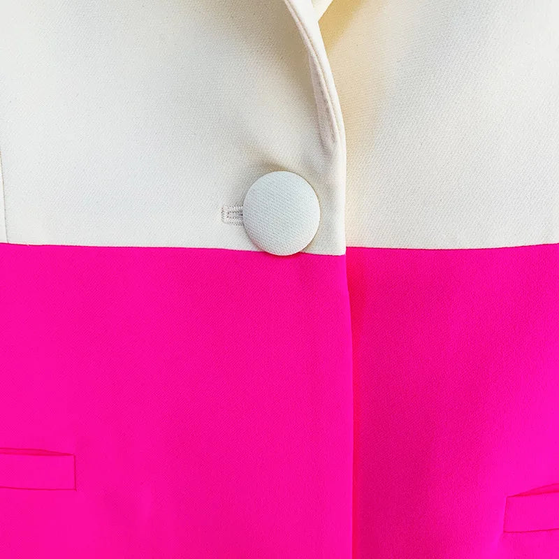 Color Block Blazer Suit Set