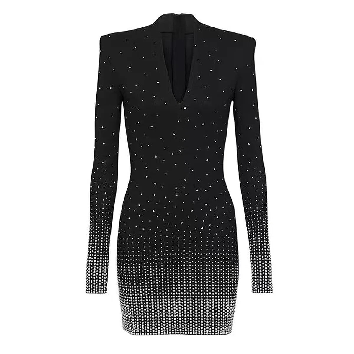 Black Rhinestone Mini Dress