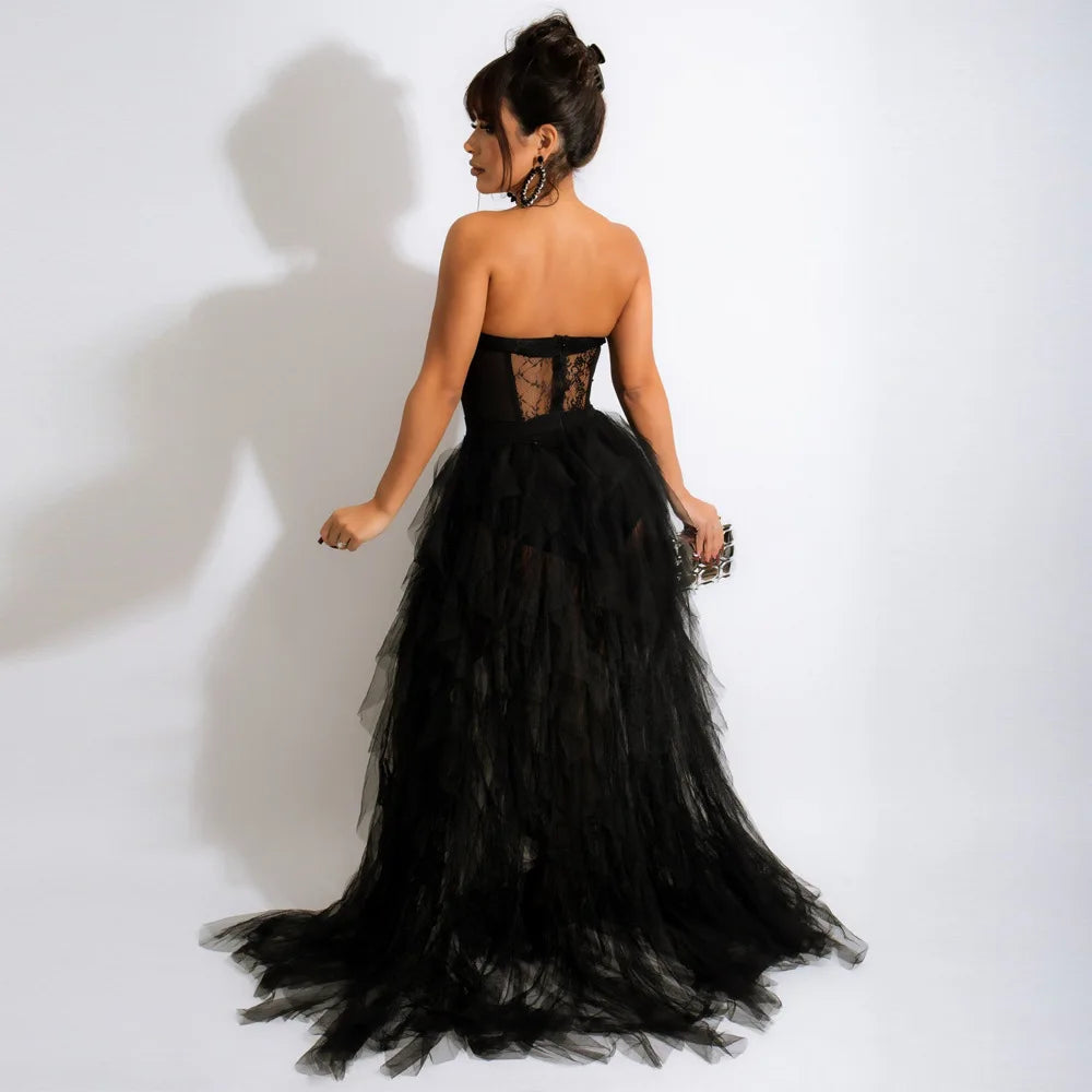 Strapless Lace Corset Tulle Gow