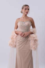 Celeste Crystal Mesh Gown – Champagne Blush