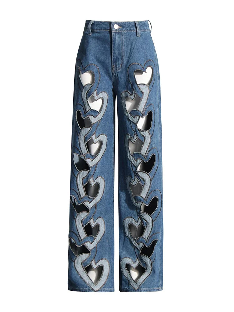 Denim Heart Cut-Out Two-Piece Set