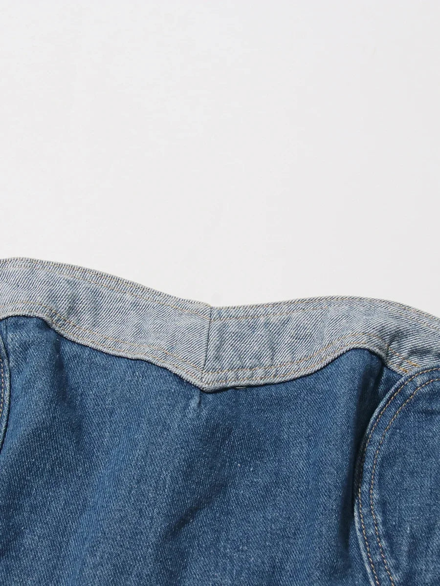Denim Heart Cut-Out Two-Piece Set