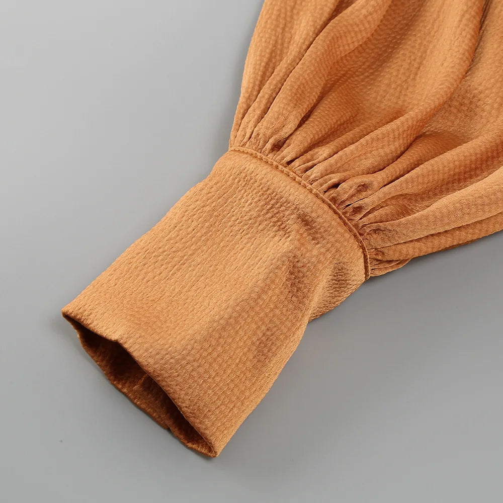 Rust Satin Maxi Dress