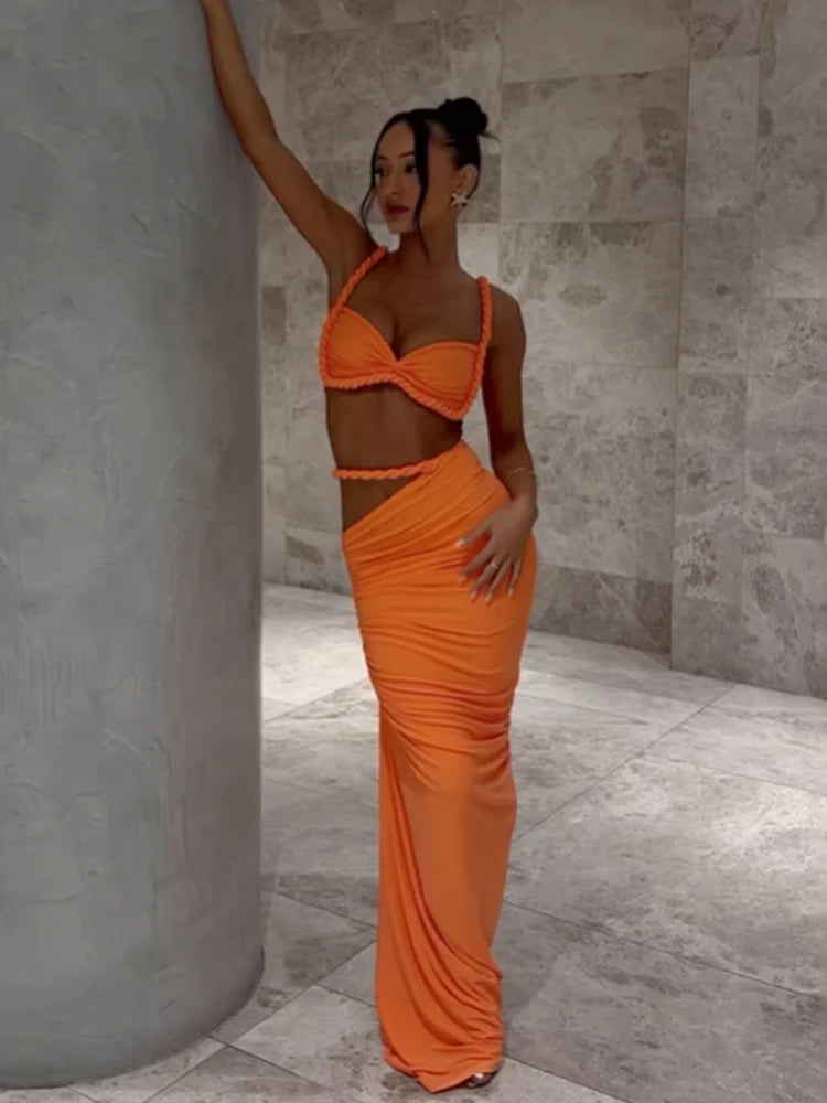 Rope Strap Cut-Out Two-Piece Maxi Dress