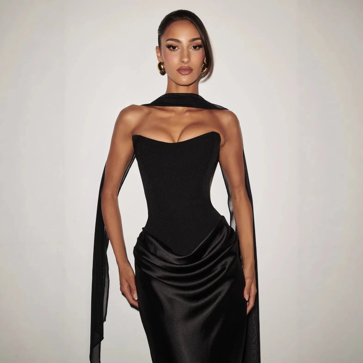 The Noir Draped Gown