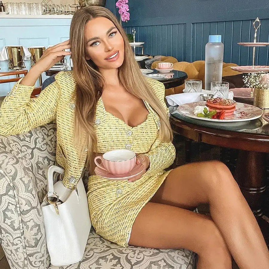 Yellow Tweed 3-Piece Set