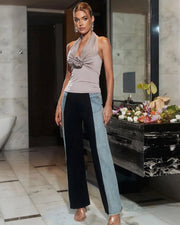Color Block Straight-Leg Pants