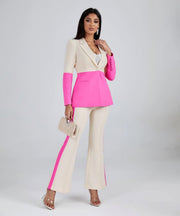 Color Block Blazer Suit Set