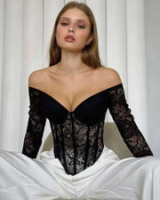 Black Lace Corset Bodysuit