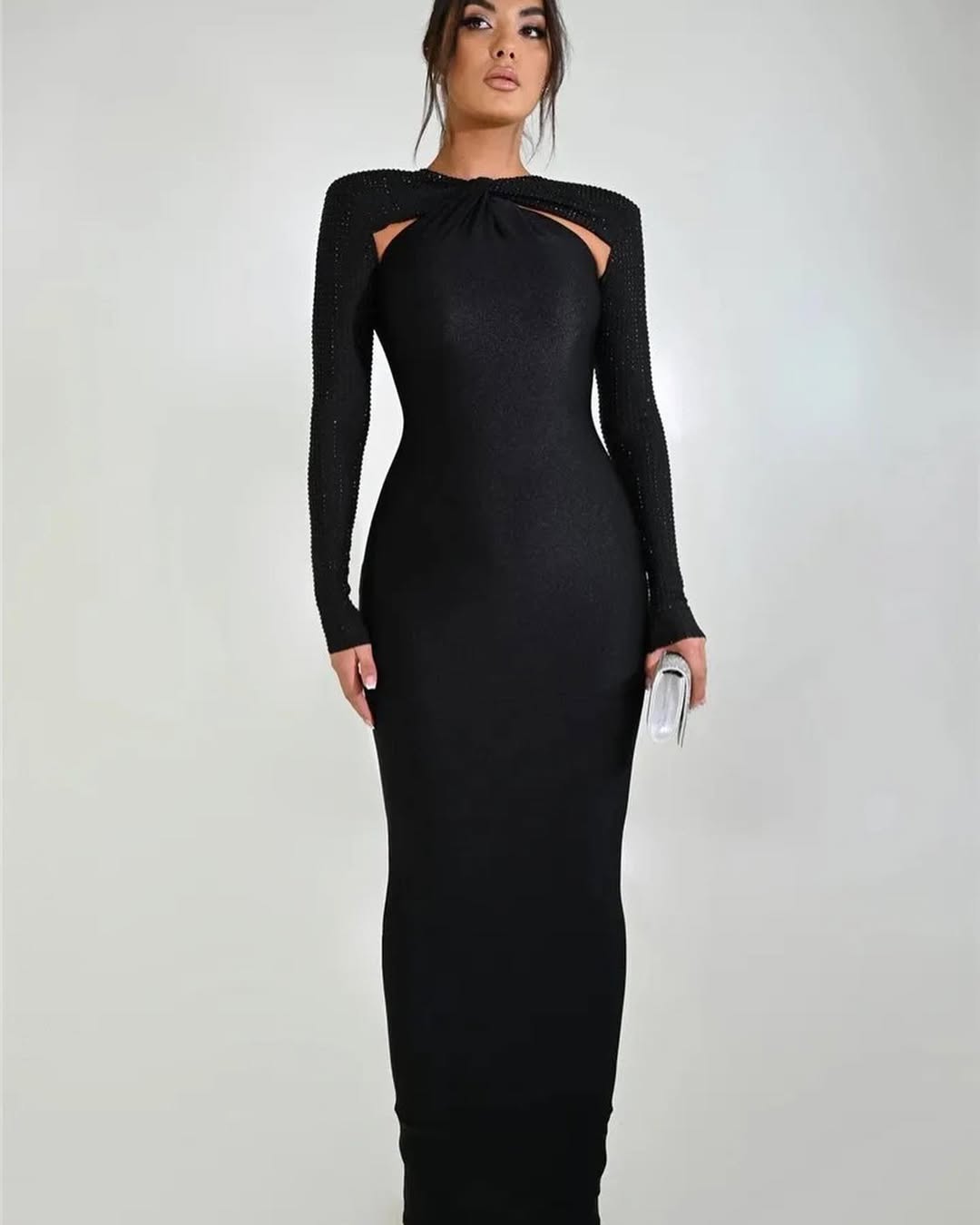 Crystal Sleeve Bodycon Gown