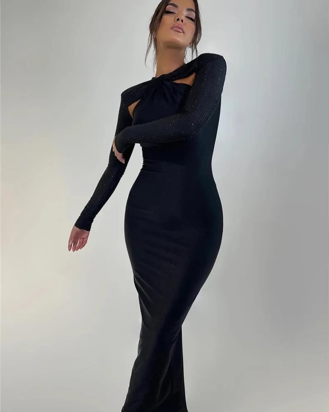 Crystal Sleeve Bodycon Gown