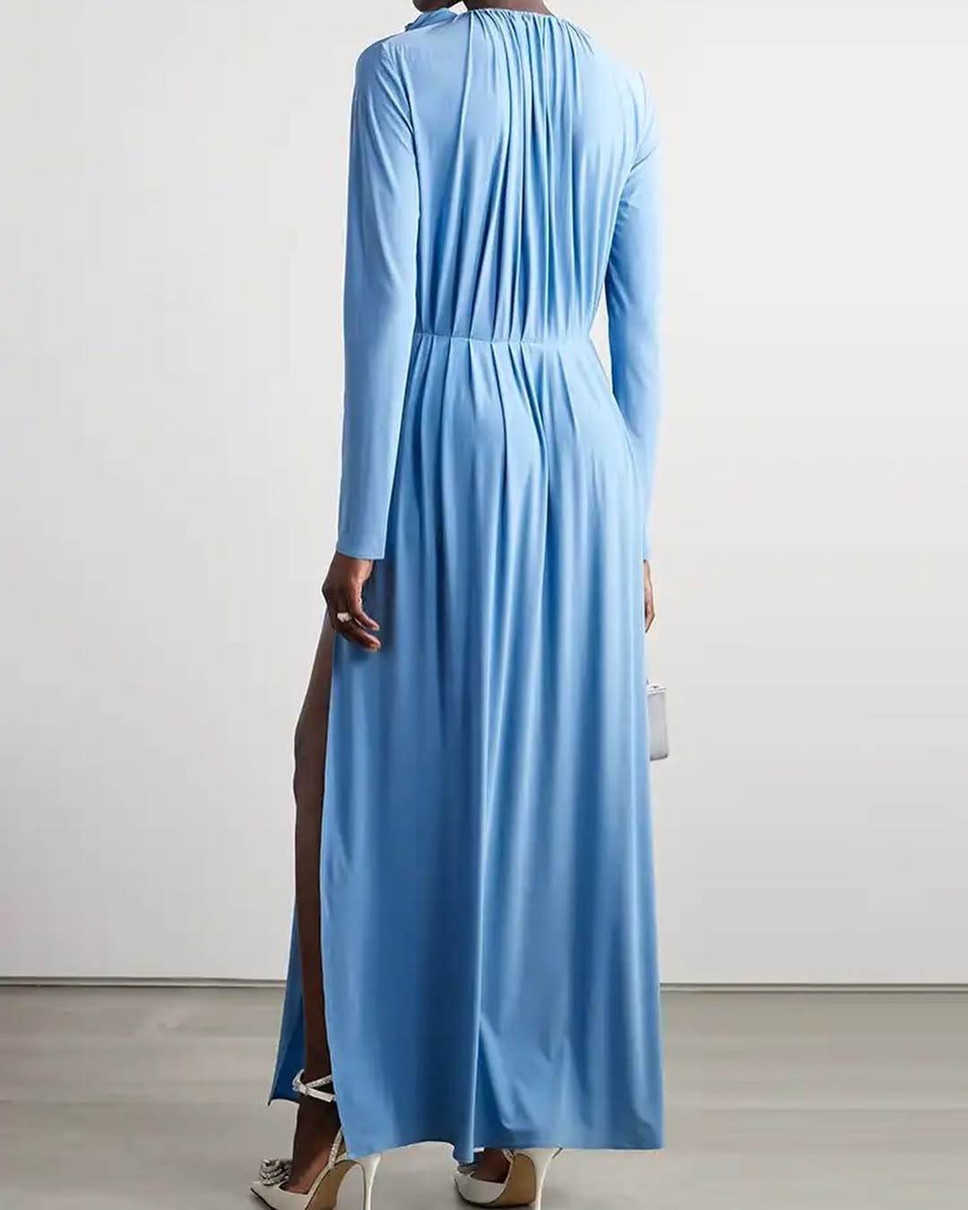 Blue & Red Slit Maxi Dress