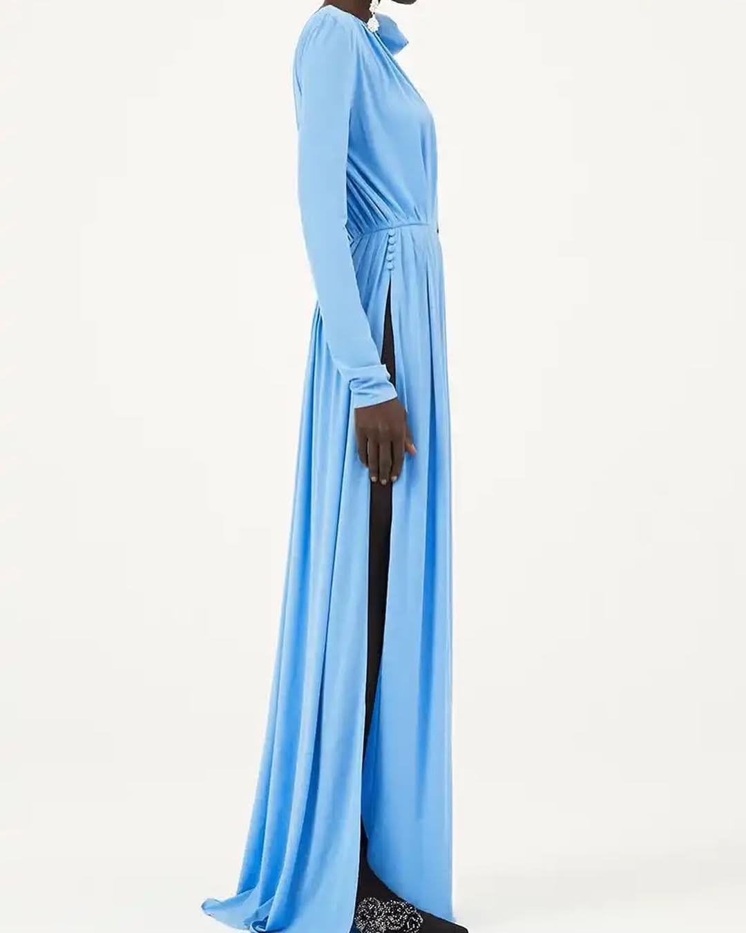 Blue & Red Slit Maxi Dress