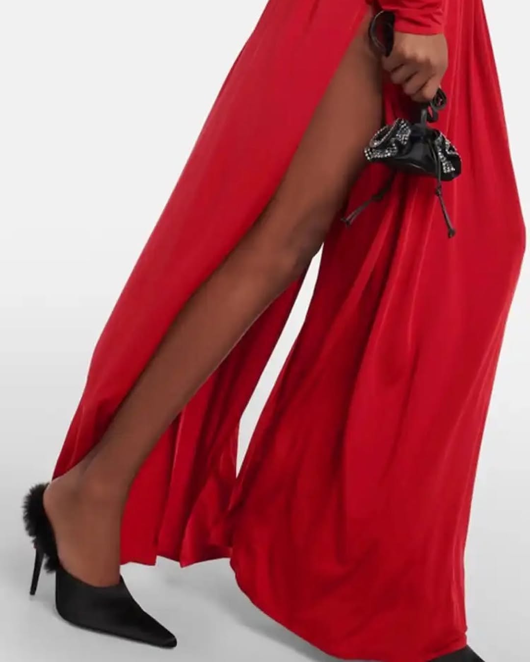 Blue & Red Slit Maxi Dress