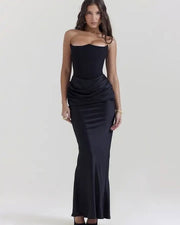 Black Strapless Satin Gown