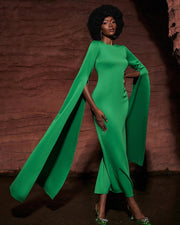 Green Cape Sleeve Gown